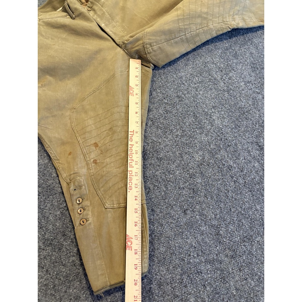 Vintage Jodhpur Pants Mens Medium Khaki Canvas Riding Breeches Button Leg 40s - Picture 14 of 14